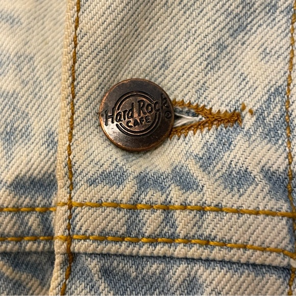 Hard Rock Cafe Retro Vintage Acid Wash 90's Denim Jacket Cancun Size M - Picture 4 of 13